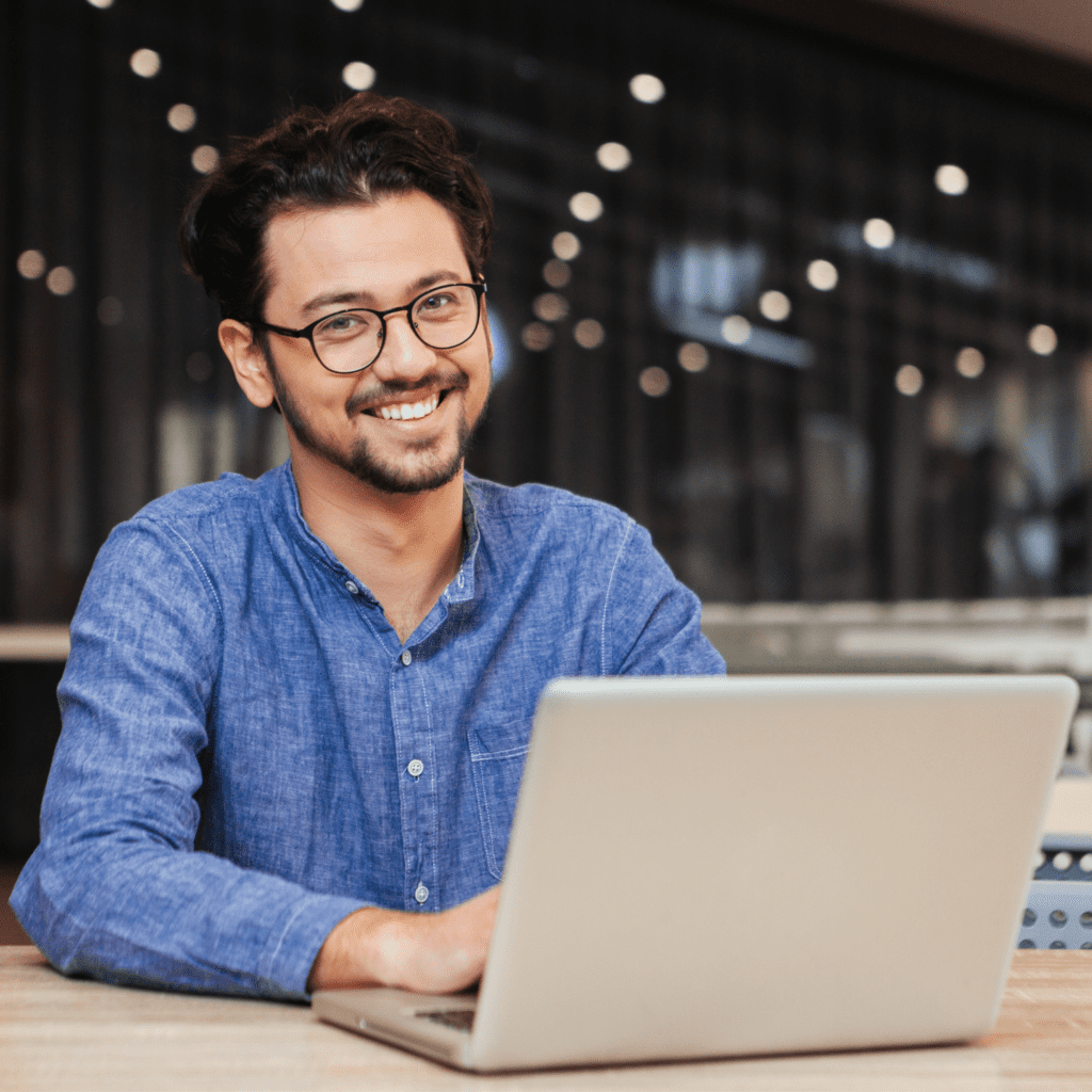 young man on computer